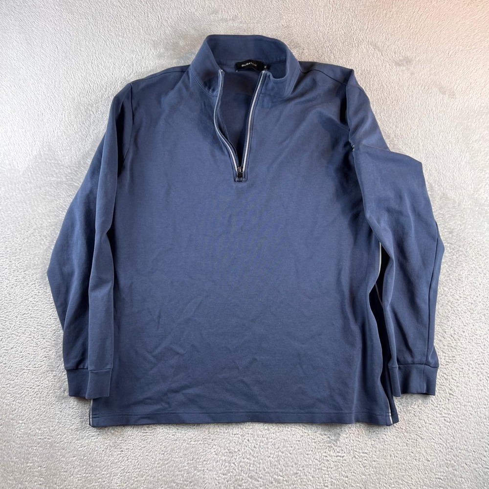 Bugatchi Mens XL Quarter Zip Pullover Sweater Blue Long Sleeve Mock Neck 1838